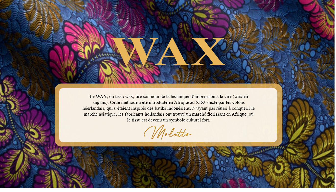 Bannière wax MOLATTO — tradition textile africaine et signature manuscrite