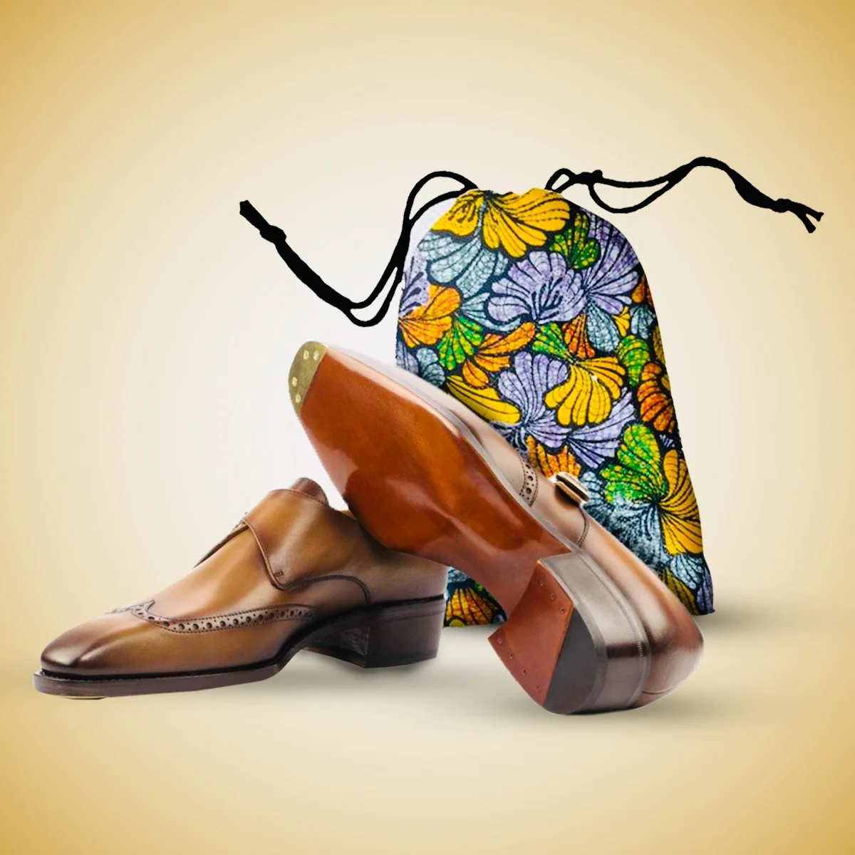 Mocassin cognac MOLATTO avec sa housse en wax